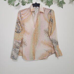 Catherine Gee Size S Long Sleeve 100% Silk Lightweight Women's Top Blouse